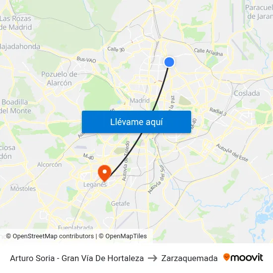 Arturo Soria - Gran Vía De Hortaleza to Zarzaquemada map