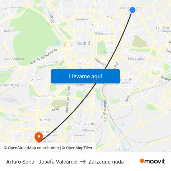 Arturo Soria - Josefa Valcárcel to Zarzaquemada map