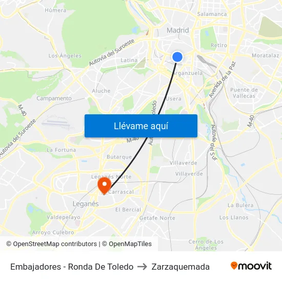 Embajadores - Ronda De Toledo to Zarzaquemada map