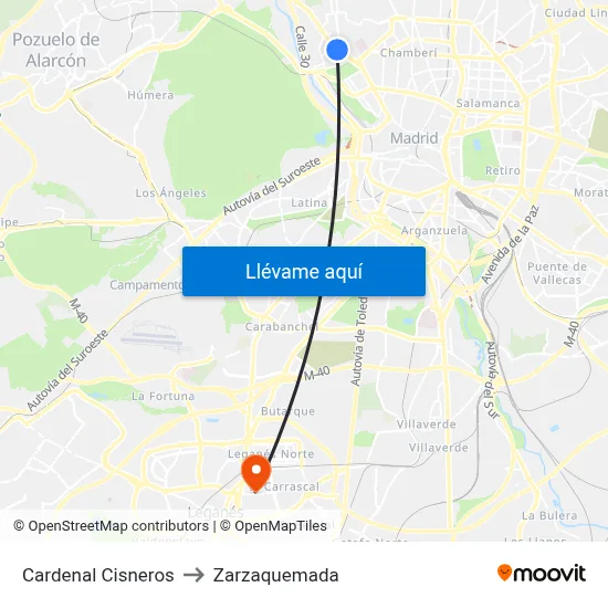 Cardenal Cisneros to Zarzaquemada map