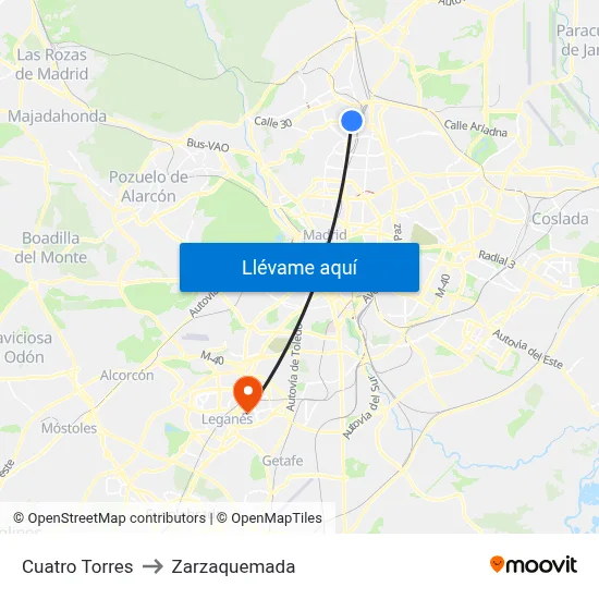 Cuatro Torres to Zarzaquemada map