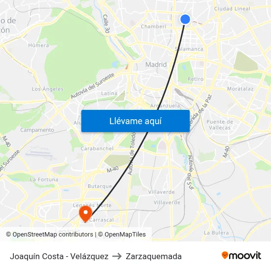 Joaquín Costa - Velázquez to Zarzaquemada map