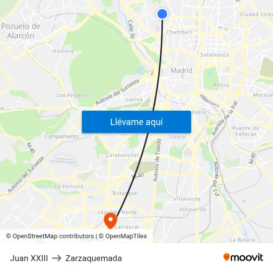 Juan XXIII to Zarzaquemada map