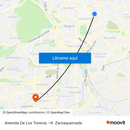Avenida De Los Toreros to Zarzaquemada map