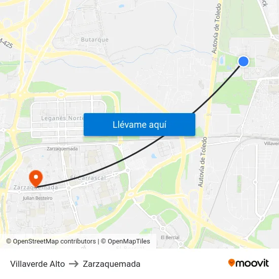 Villaverde Alto to Zarzaquemada map