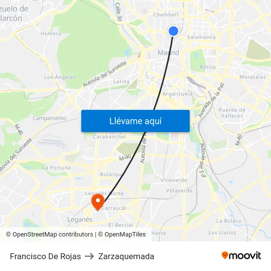 Francisco De Rojas to Zarzaquemada map