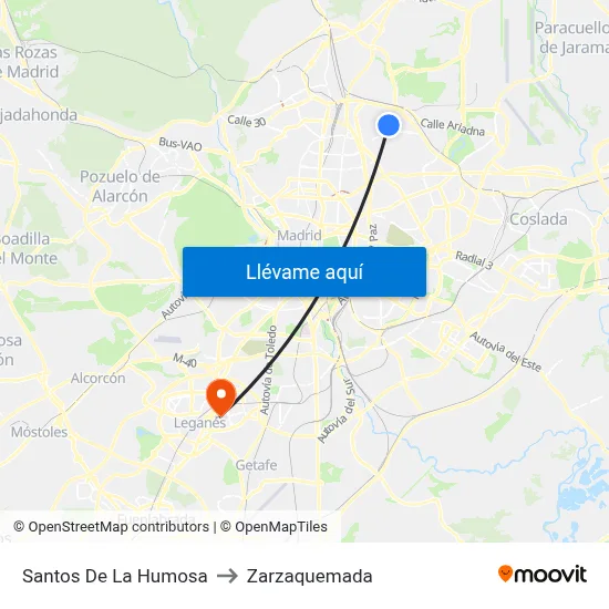 Santos De La Humosa to Zarzaquemada map