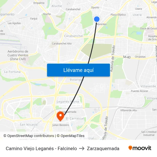 Camino Viejo Leganés - Falcinelo to Zarzaquemada map