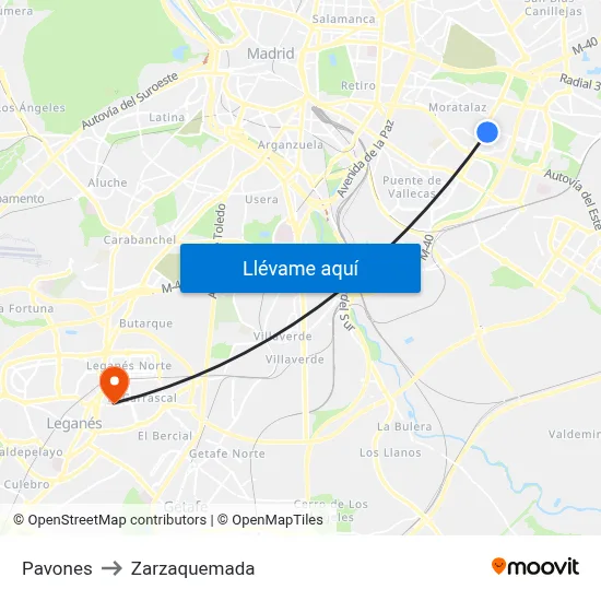 Pavones to Zarzaquemada map
