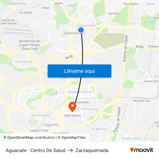 Aguacate - Centro De Salud to Zarzaquemada map