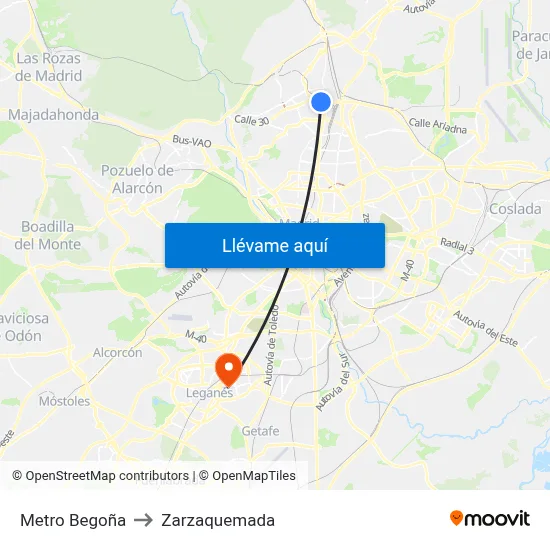 Metro Begoña to Zarzaquemada map