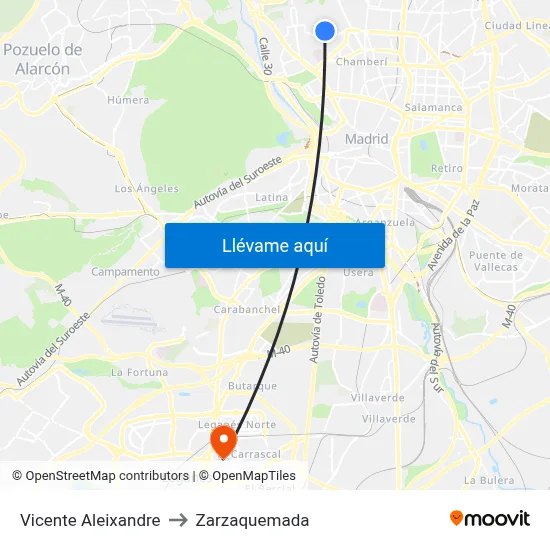 Vicente Aleixandre to Zarzaquemada map