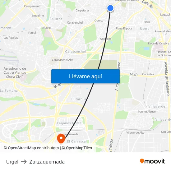 Urgel to Zarzaquemada map