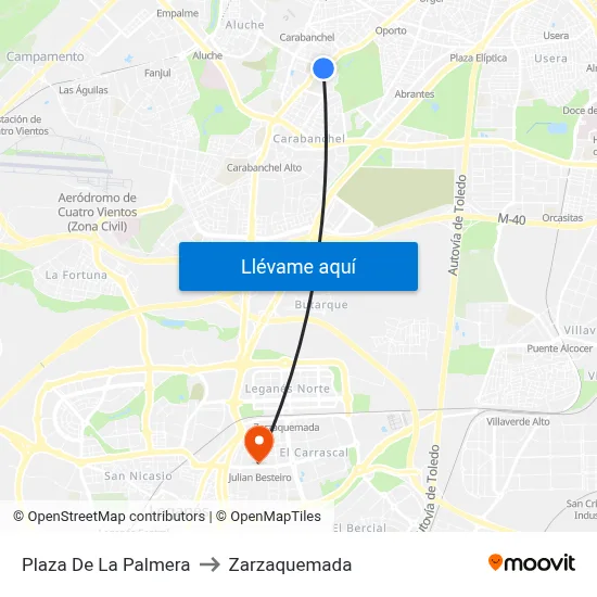 Plaza De La Palmera to Zarzaquemada map