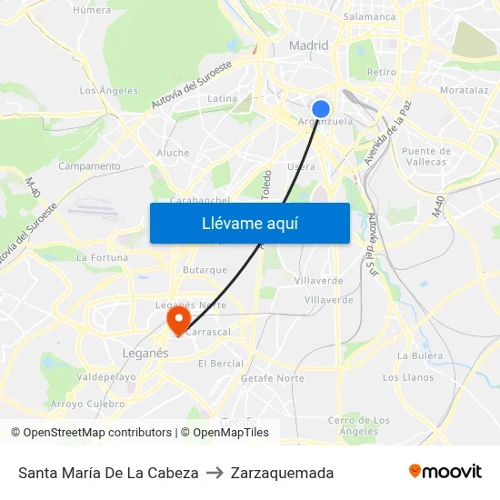 Santa María De La Cabeza to Zarzaquemada map