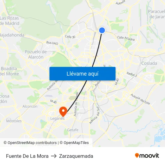 Fuente De La Mora to Zarzaquemada map