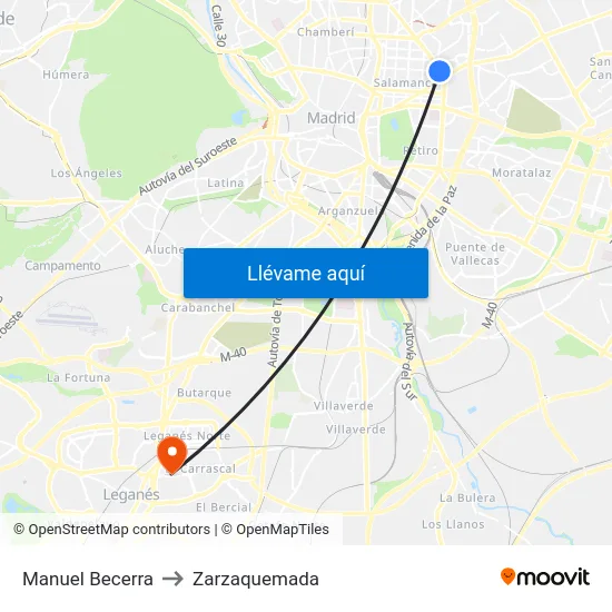 Manuel Becerra to Zarzaquemada map