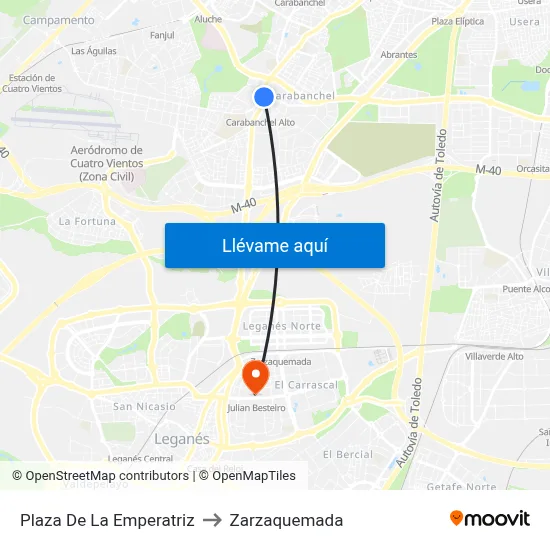 Plaza De La Emperatriz to Zarzaquemada map