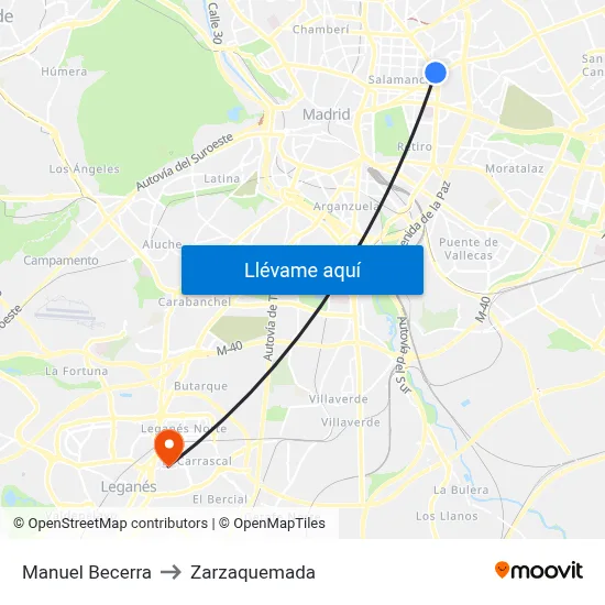 Manuel Becerra to Zarzaquemada map
