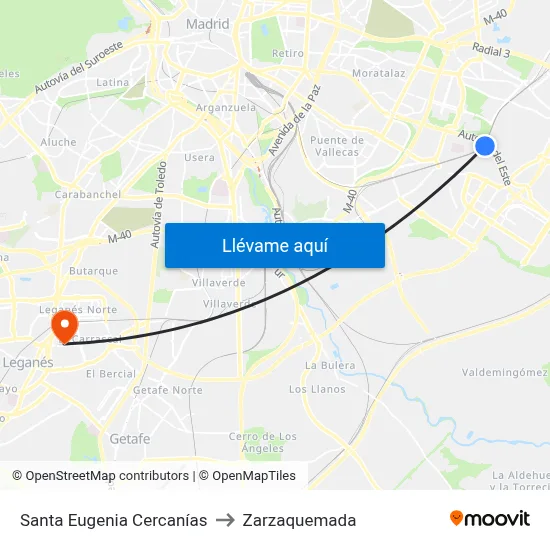 Santa Eugenia Cercanías to Zarzaquemada map