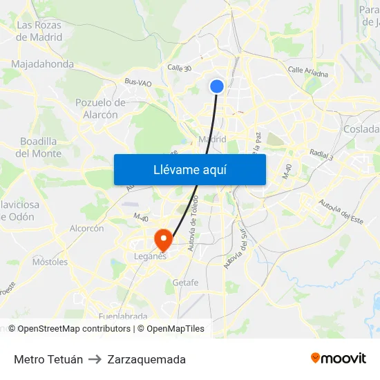 Metro Tetuán to Zarzaquemada map