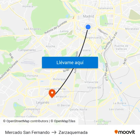 Mercado San Fernando to Zarzaquemada map