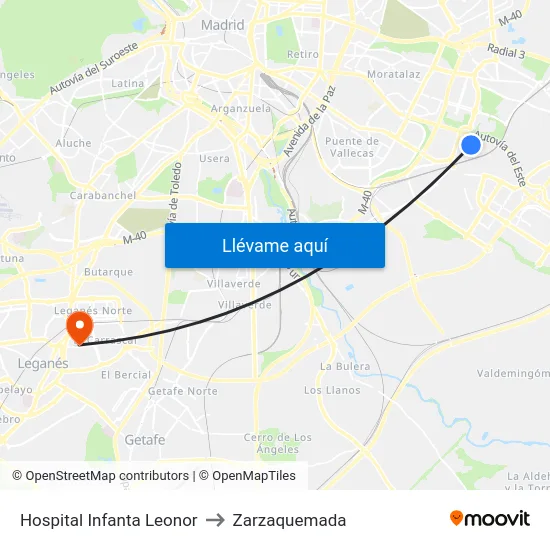 Hospital Infanta Leonor to Zarzaquemada map