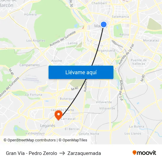 Gran Vía - Pedro Zerolo to Zarzaquemada map