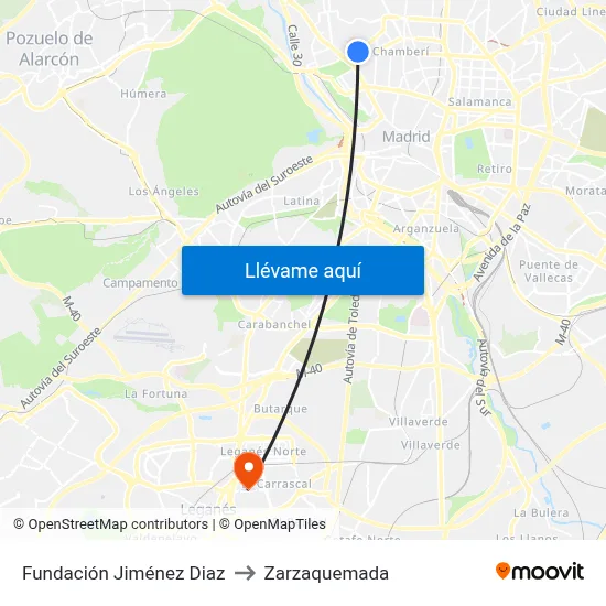 Fundación Jiménez Diaz to Zarzaquemada map