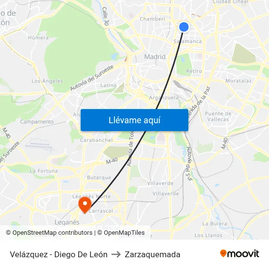 Velázquez - Diego De León to Zarzaquemada map
