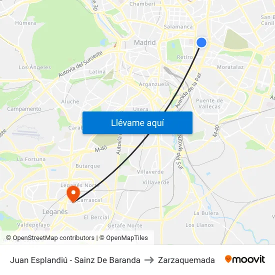 Juan Esplandiú - Sainz De Baranda to Zarzaquemada map