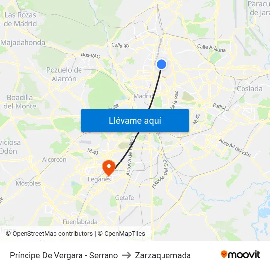 Príncipe De Vergara - Serrano to Zarzaquemada map