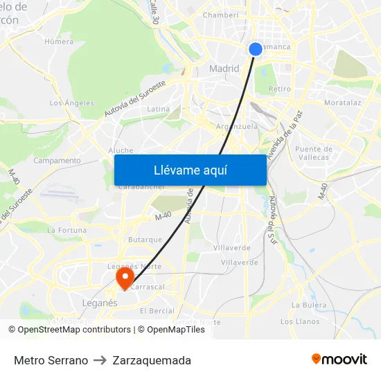 Metro Serrano to Zarzaquemada map