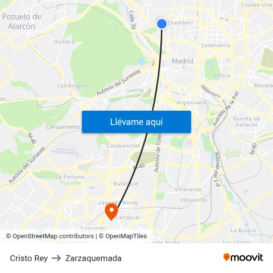 Cristo Rey to Zarzaquemada map