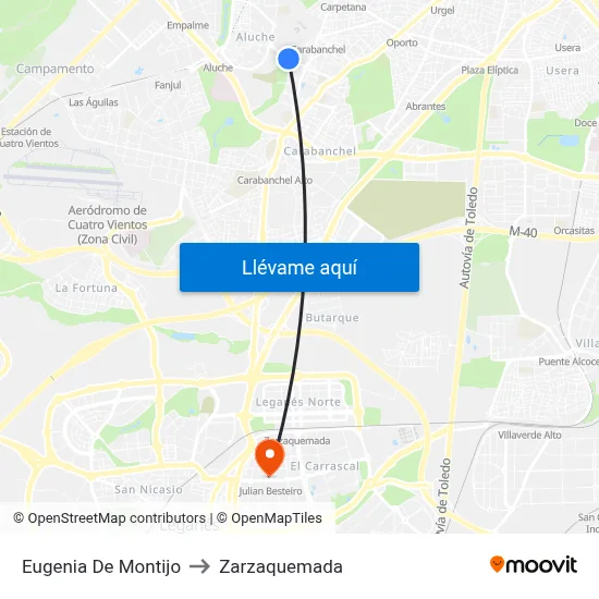 Eugenia De Montijo to Zarzaquemada map