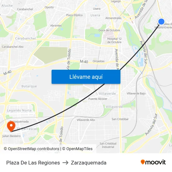 Plaza De Las Regiones to Zarzaquemada map