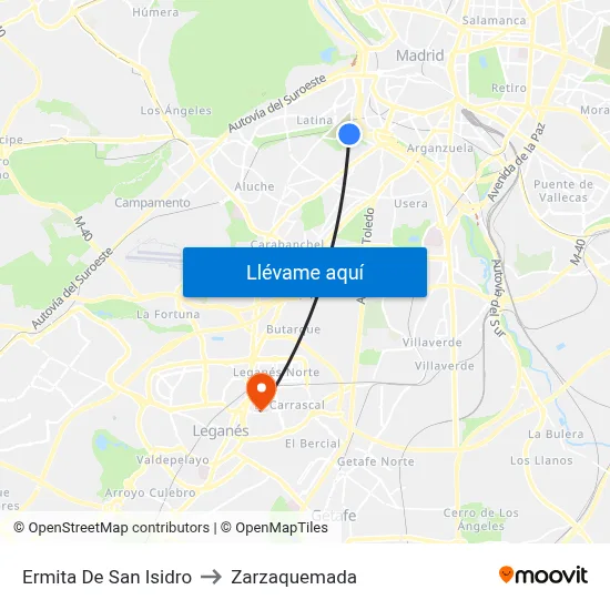 Ermita De San Isidro to Zarzaquemada map