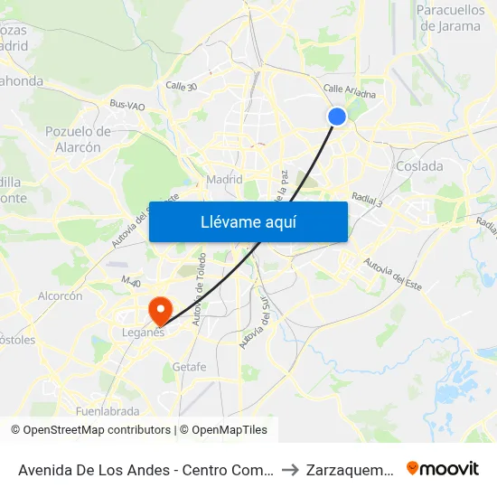 Avenida De Los Andes - Centro Comercial to Zarzaquemada map