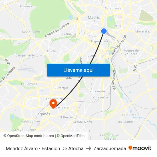 Méndez Álvaro - Estación De Atocha to Zarzaquemada map