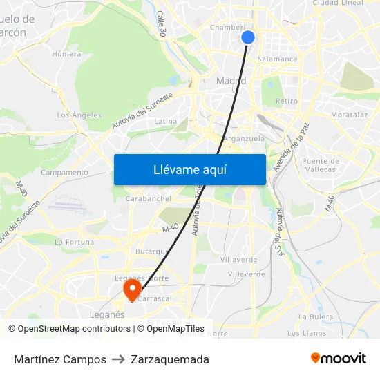 Martínez Campos to Zarzaquemada map