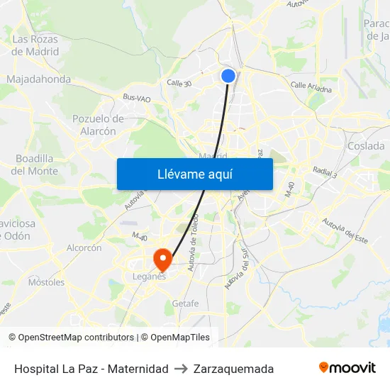 Hospital La Paz - Maternidad to Zarzaquemada map