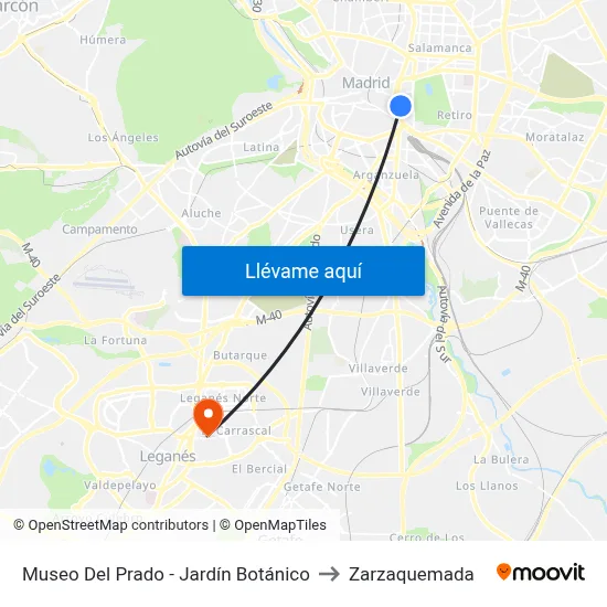 Museo Del Prado - Jardín Botánico to Zarzaquemada map