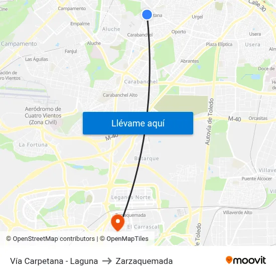 Vía Carpetana - Laguna to Zarzaquemada map