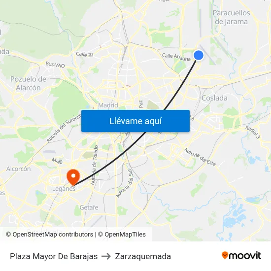 Plaza Mayor De Barajas to Zarzaquemada map