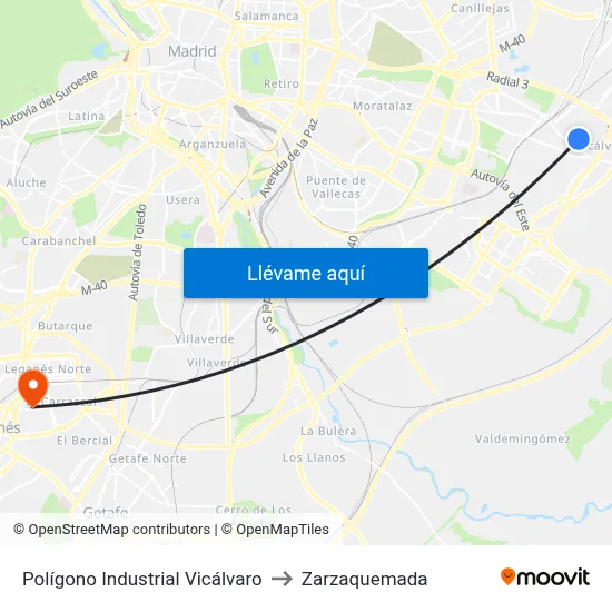 Polígono Industrial Vicálvaro to Zarzaquemada map