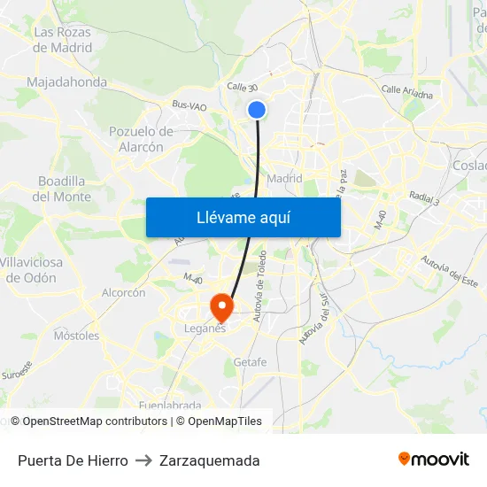Puerta De Hierro to Zarzaquemada map