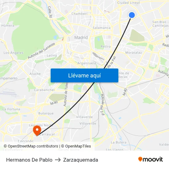 Hermanos De Pablo to Zarzaquemada map