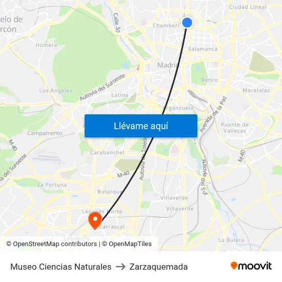 Museo Ciencias Naturales to Zarzaquemada map