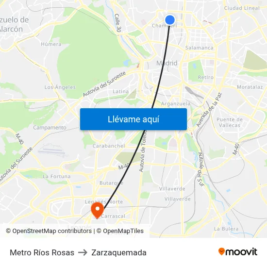 Metro Ríos Rosas to Zarzaquemada map