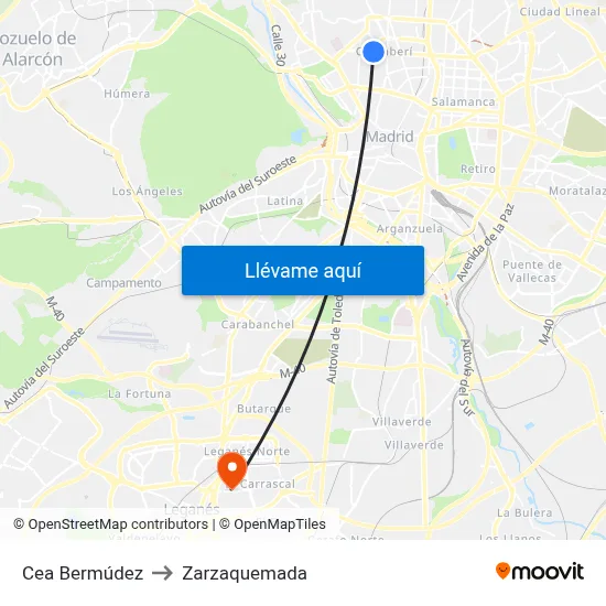 Cea Bermúdez to Zarzaquemada map